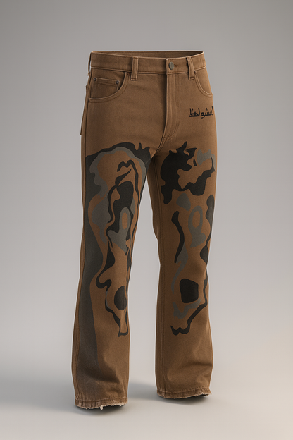 Urban Camo Artistic Jeans – Olive Green